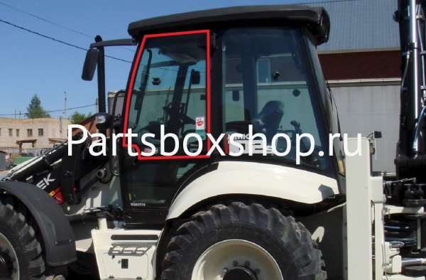 Стекло дверное верхнее левое Hidromek 102B, 102S, 105 с 2011 г. KMK - заказать Стекло дверное верхнее левое Hidromek 102B, 102S, 105 с 2011 г. KMK